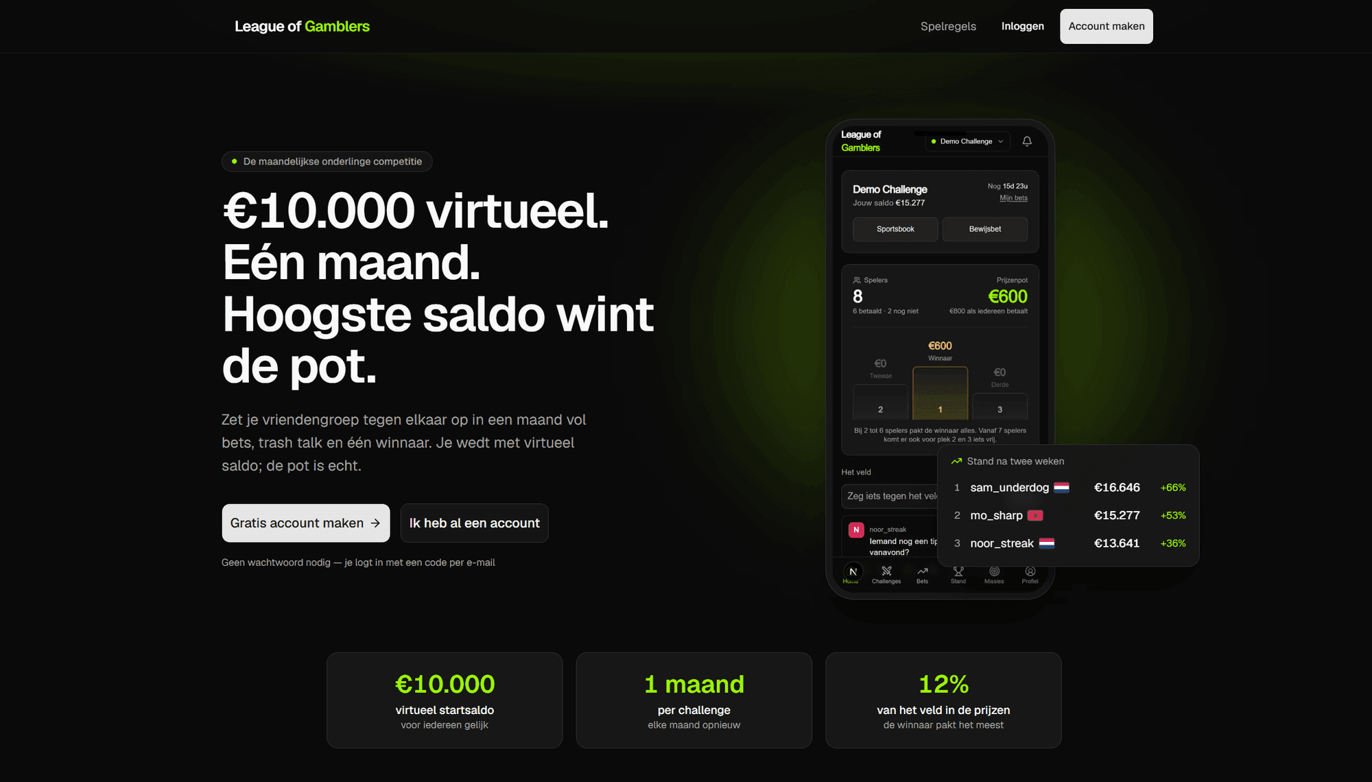 League of Gamblers — de startpagina